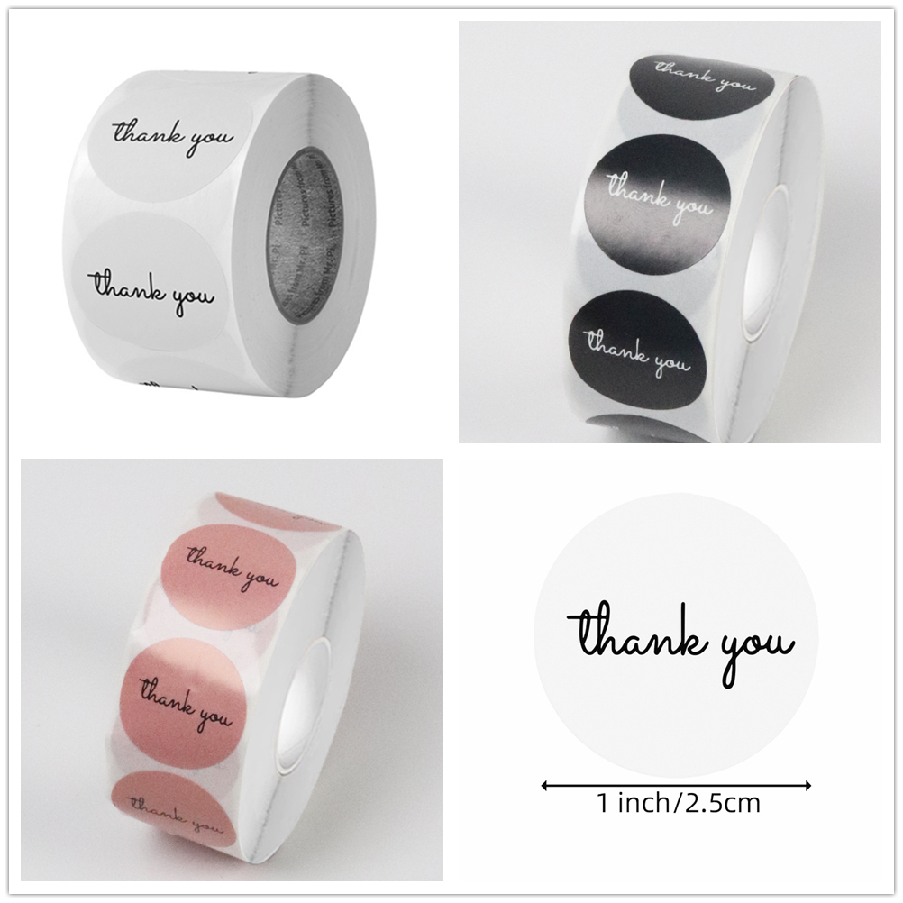 500개 감사 스티커 롤 25mm 원형 검정 흰색 분홍 - Sticker Label Roll 리뷰 및 가격
